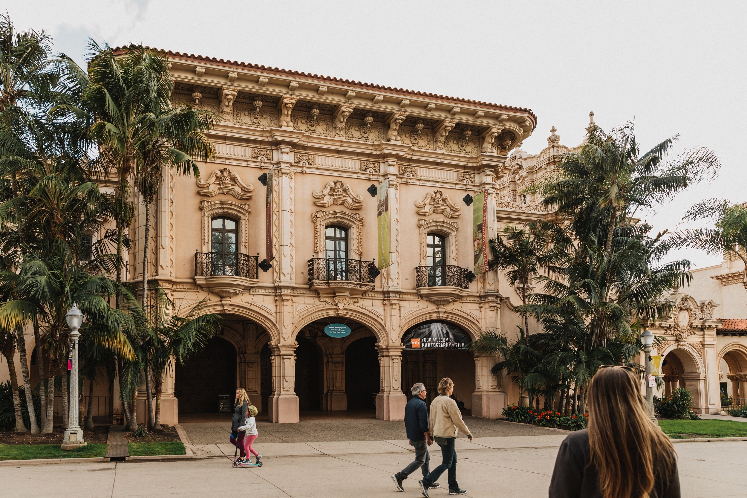 The entrance of the Museum of Photograph Arts at the San Diego Museum of Art in the Casa del Balboa building.