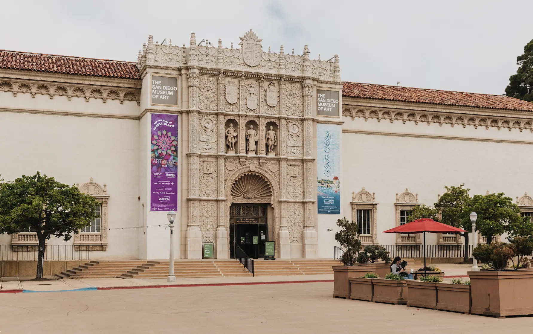 The entrance to the San Diego Museum of Art.