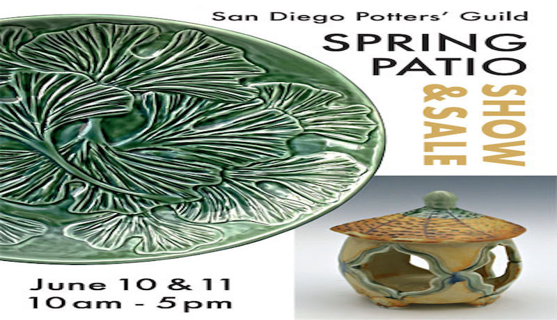San Diego Potters' Guild Spring Patio Show and Sale poster with pottery on it