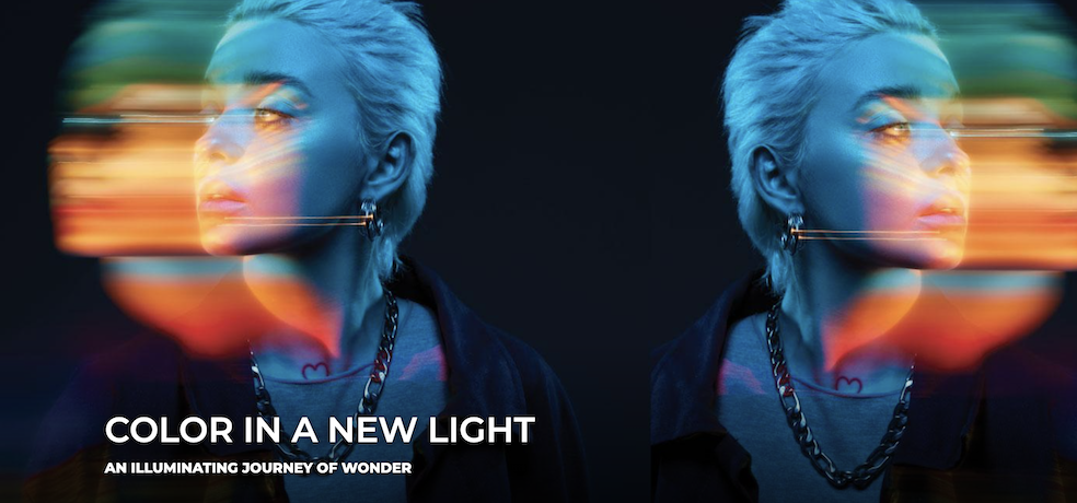 Color in a New Light poster with an image of a woman in multi color