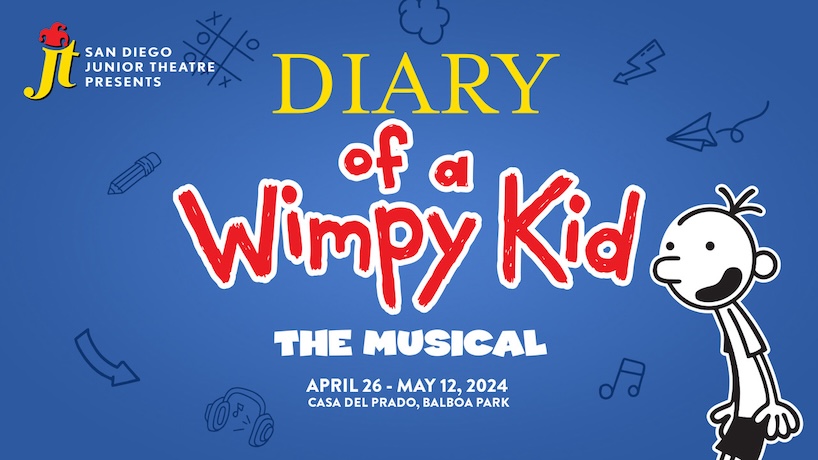 Diary of a Wimpy Kid the Musical poster with a drawing from the comic books