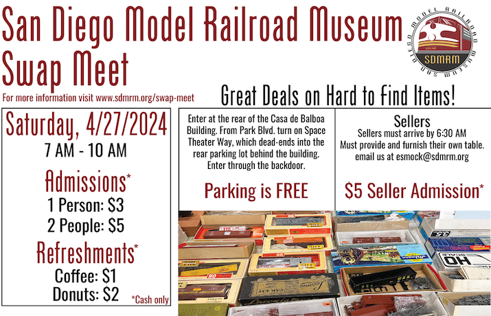 Swap meet poster with images of model trains