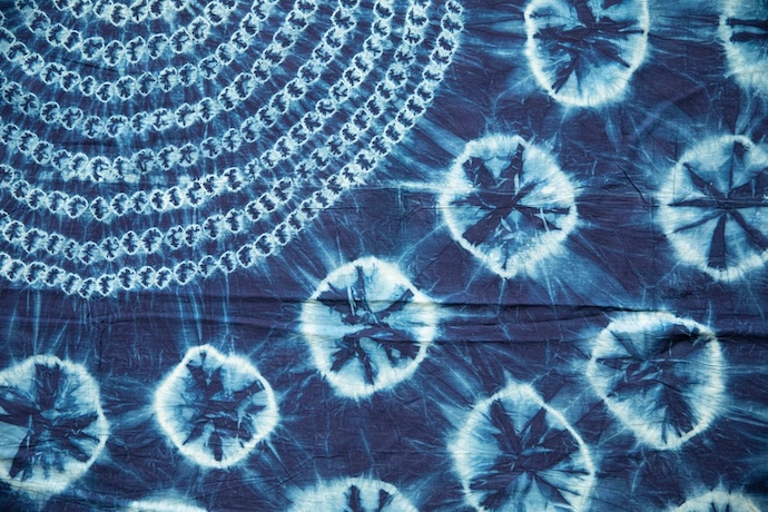 Blue and white dyed fabric