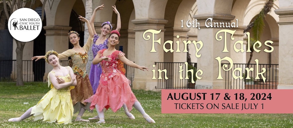 Fairy Tales in the Park with an image of four girls dancing