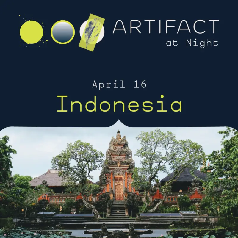 Artifact at Night Indonesia with a photo of a building below